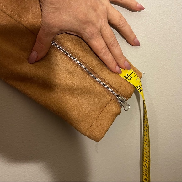 Moto Women's Tan Vegan Suede Jacket Sz XL - Picture 7 of 13